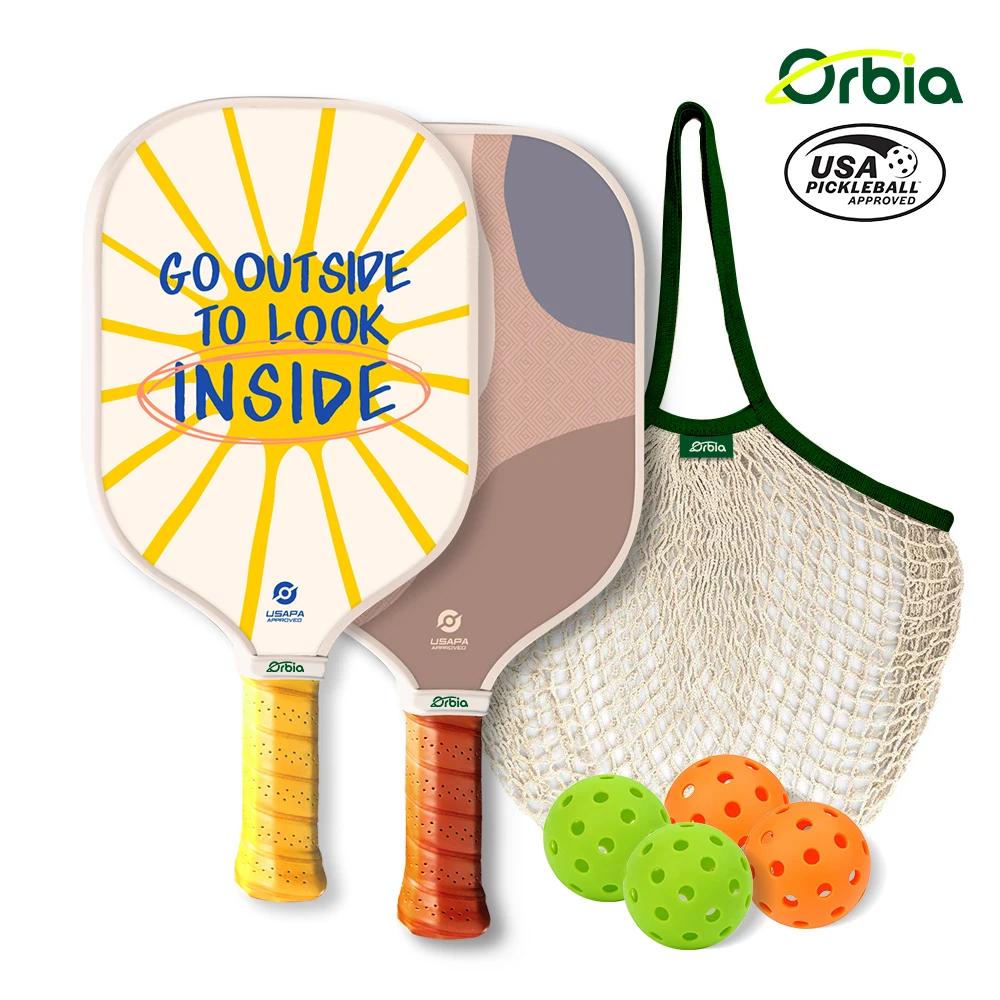 Orbia 스포츠 피클볼 패들 세트, 2 패들, 4 볼 피클볼 패들, 유리 섬유 표면, USAPA 승인, 실내 및 실외